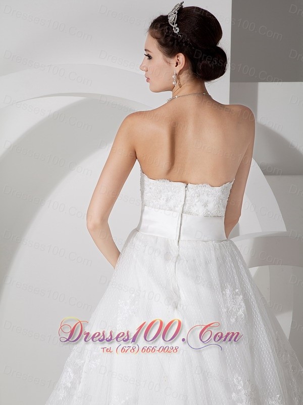 Brush Train A Line Strapless Wedding Dress Sash