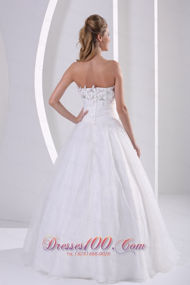 Organza Appliques Beach Wedding Dress Beaded