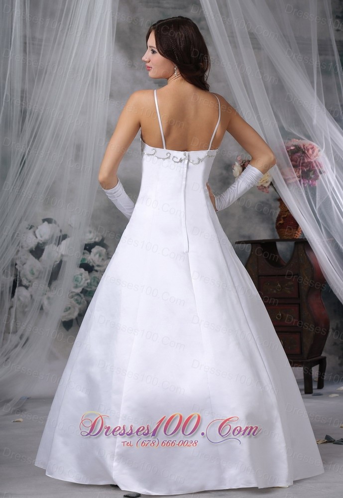 Spaghetti Straps Ball Gown Embroidery Wedding Dress