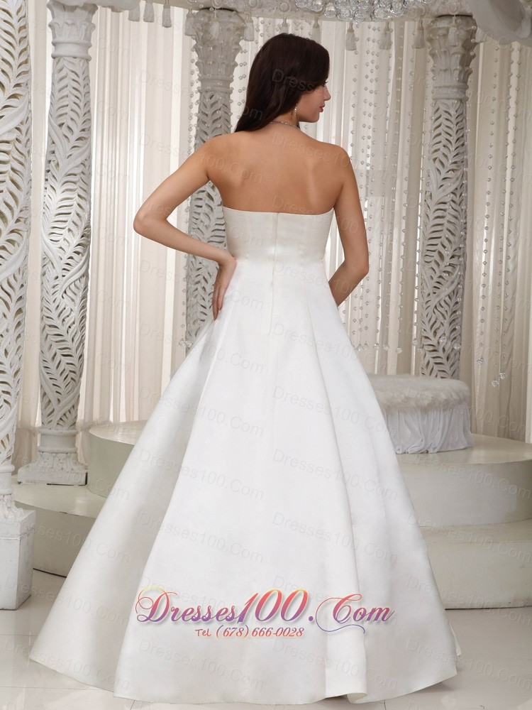 A Line Sweetheart Lace Satin Wedding Dress