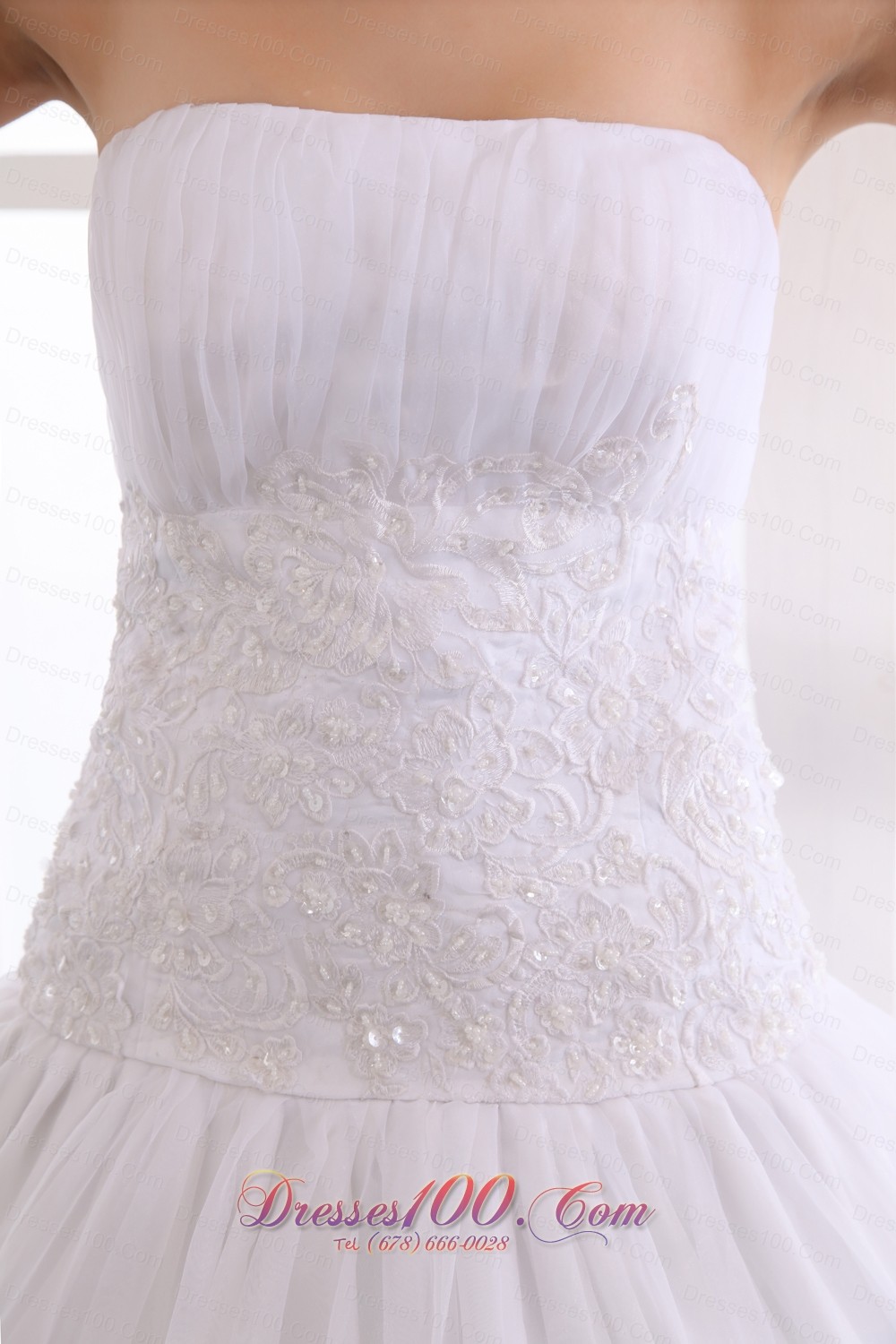 Lace Strapless A Line Bridal Wedding Gown Dress