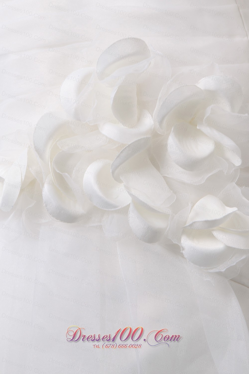 One Shoulder Flowers Ruched Chapel Wedding Dresses