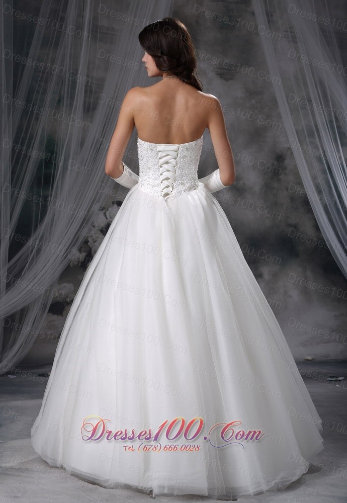 Beaded Tulle Ball Gown Strapless Wedding Gowns
