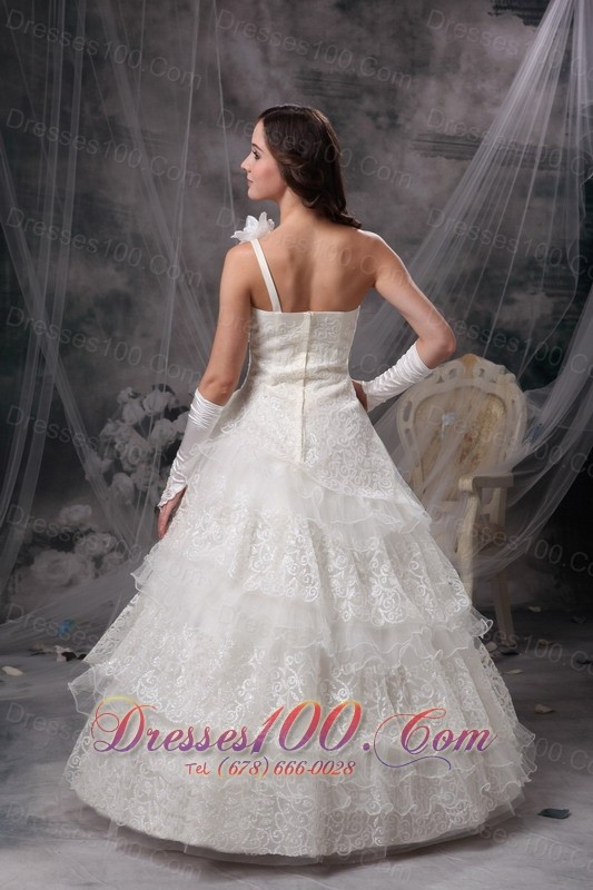 One Shoulder Lace Wedding Dress For Brides