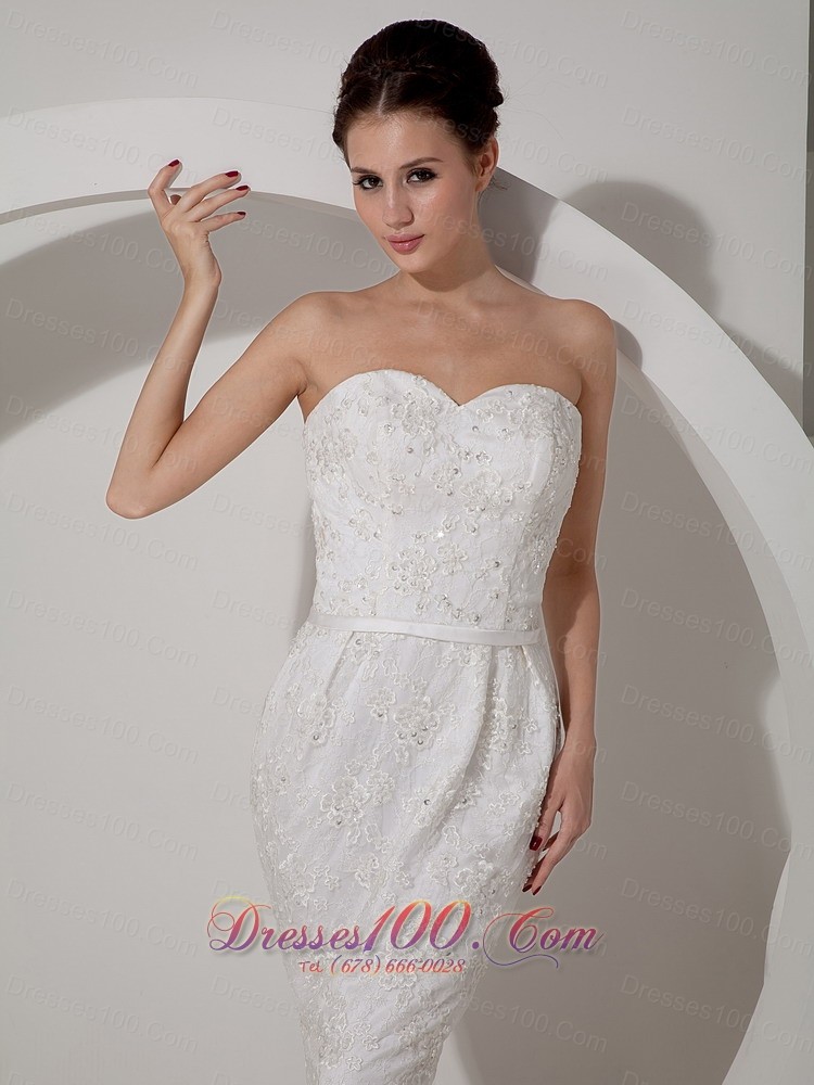 Sweetheart Mermaid Lace Jacket Wedding Dress Sash