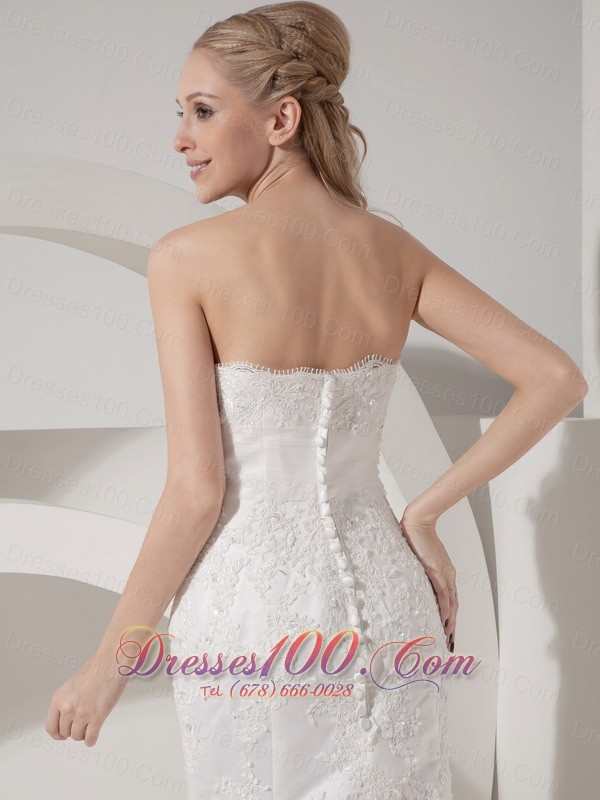 Mermaid Chapel Train Strapless Beaded Wedding Dresses