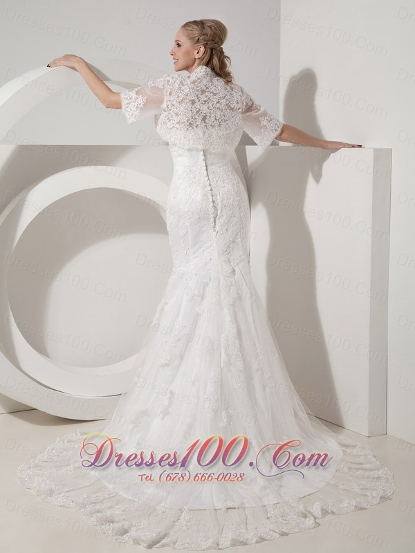 Mermaid Chapel Train Strapless Beaded Wedding Dresses