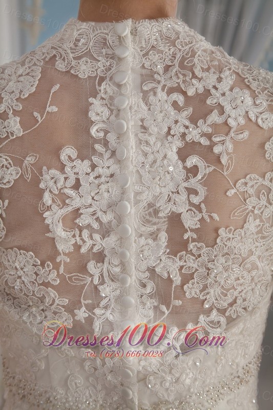 Beaded V Neck Mermaid Lace Wedding Dress For Brides