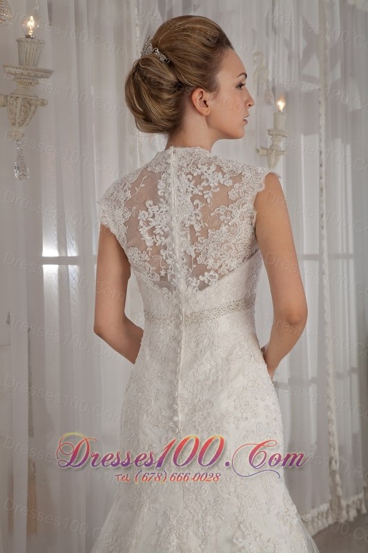 Beaded V Neck Mermaid Lace Wedding Dress For Brides