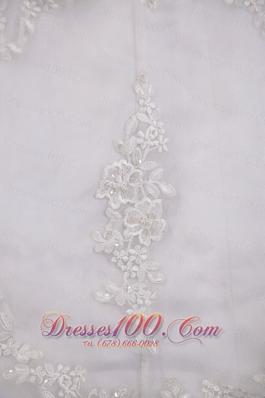 Princess Lace Beaded Chapel Wedding Dress Bridal