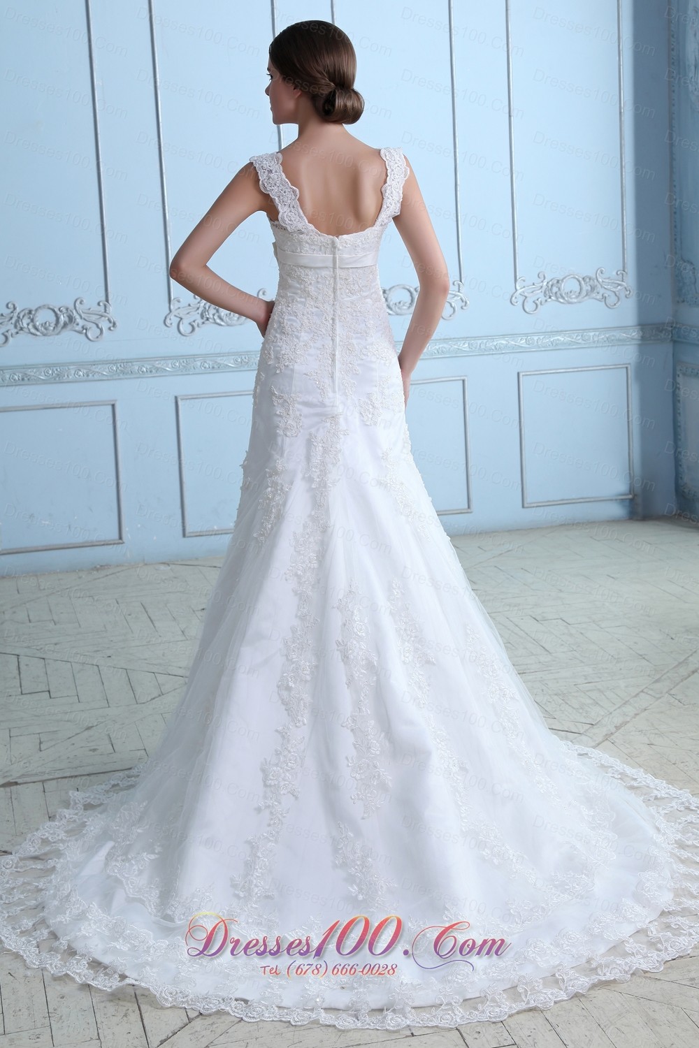 Square Court Train Mermaid Wedding Dress Satin