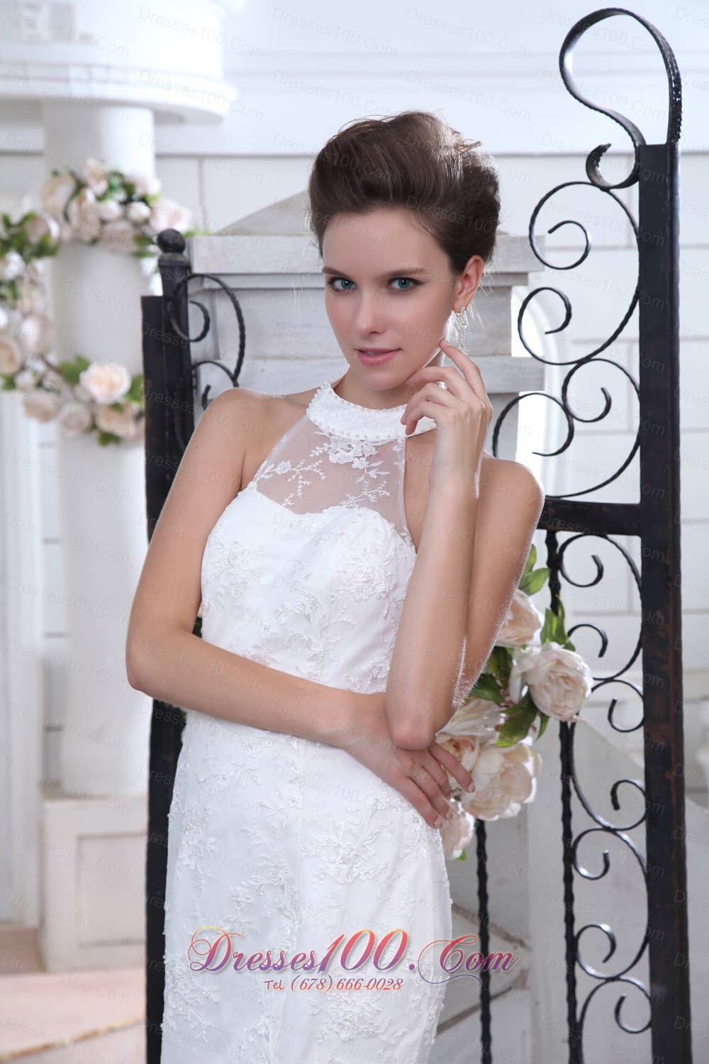 Halter Mermaid Wedding Dress Lace Court Train