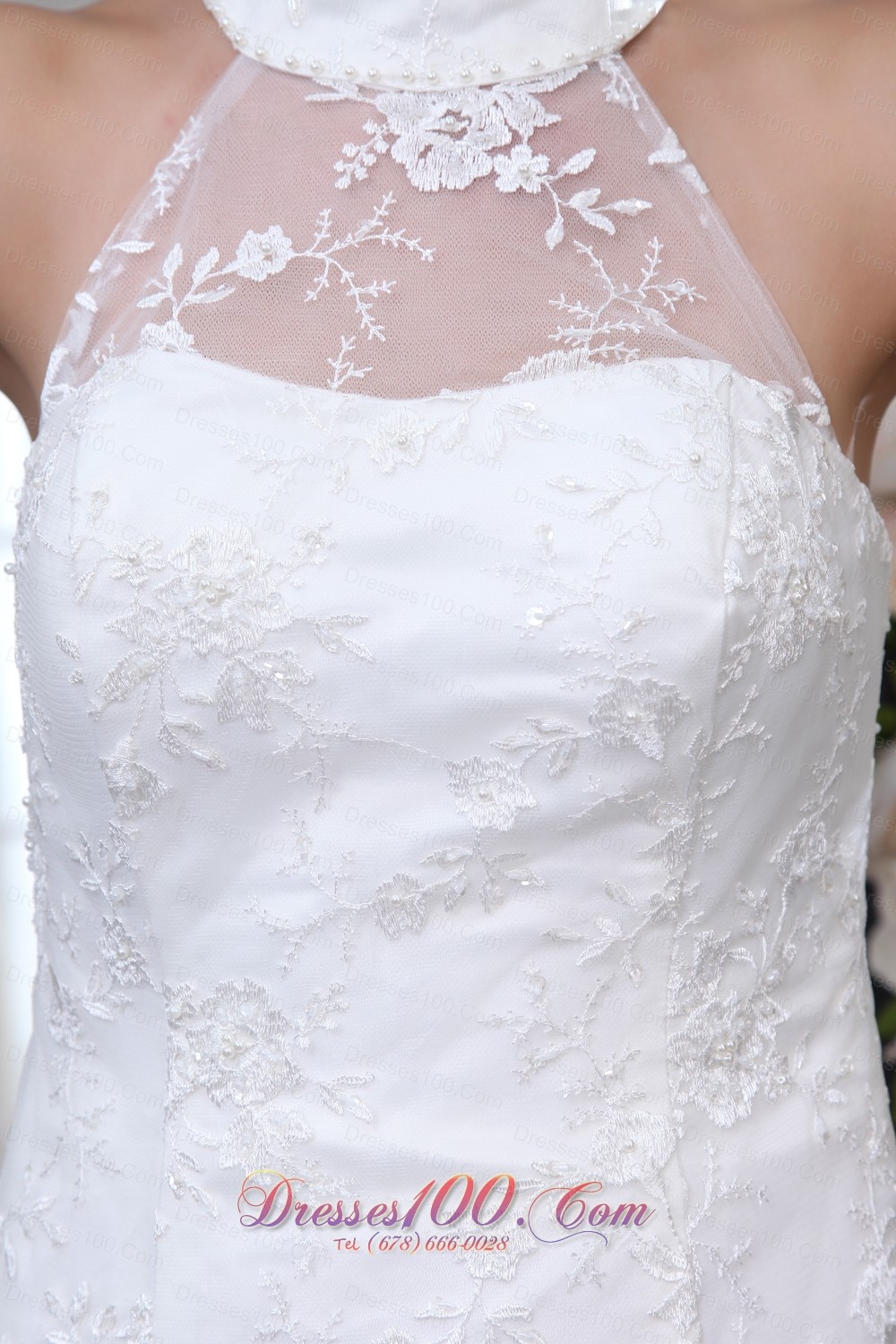 Halter Mermaid Wedding Dress Lace Court Train