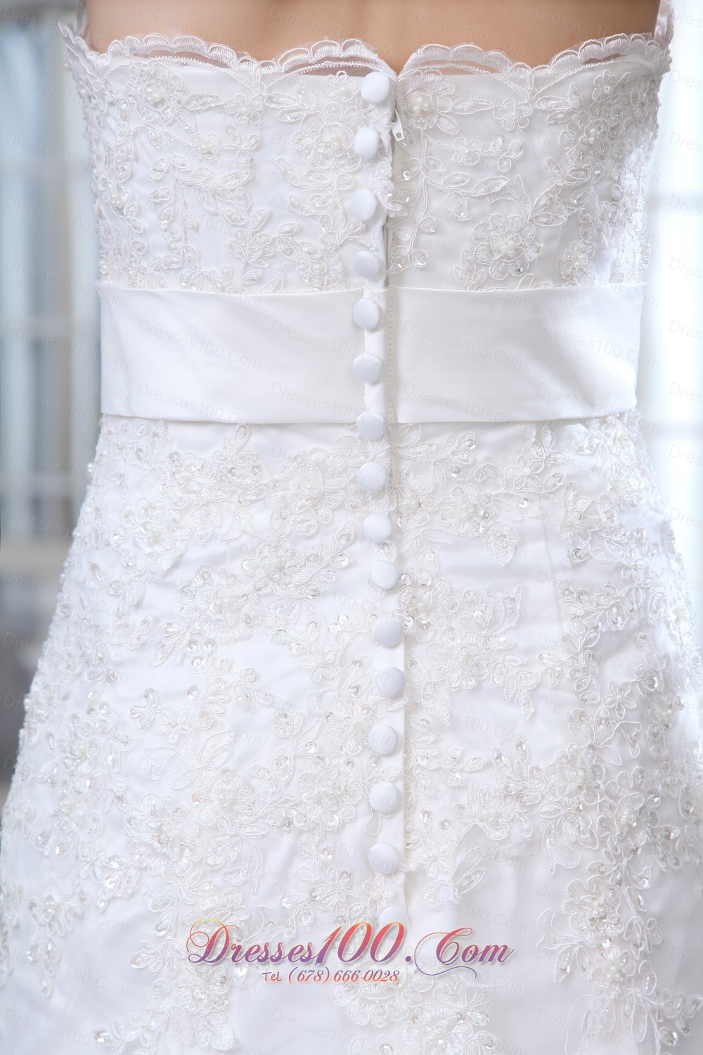 Lace Mermaid Belt Court Train Wedding Dress