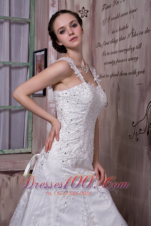 Beaded Court Train Straps Wedding Bridal Gown Lace