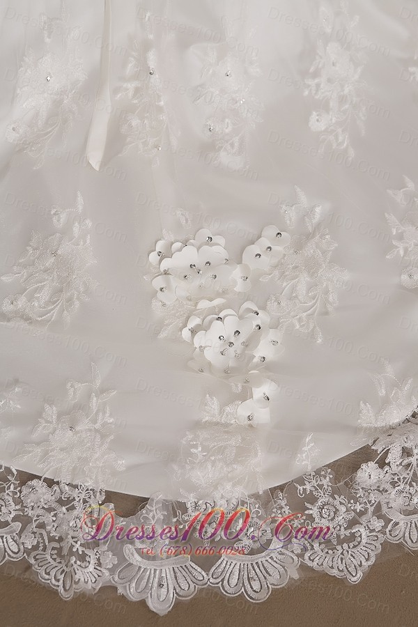 Appliques Lace Court Train Wedding Dress Colored