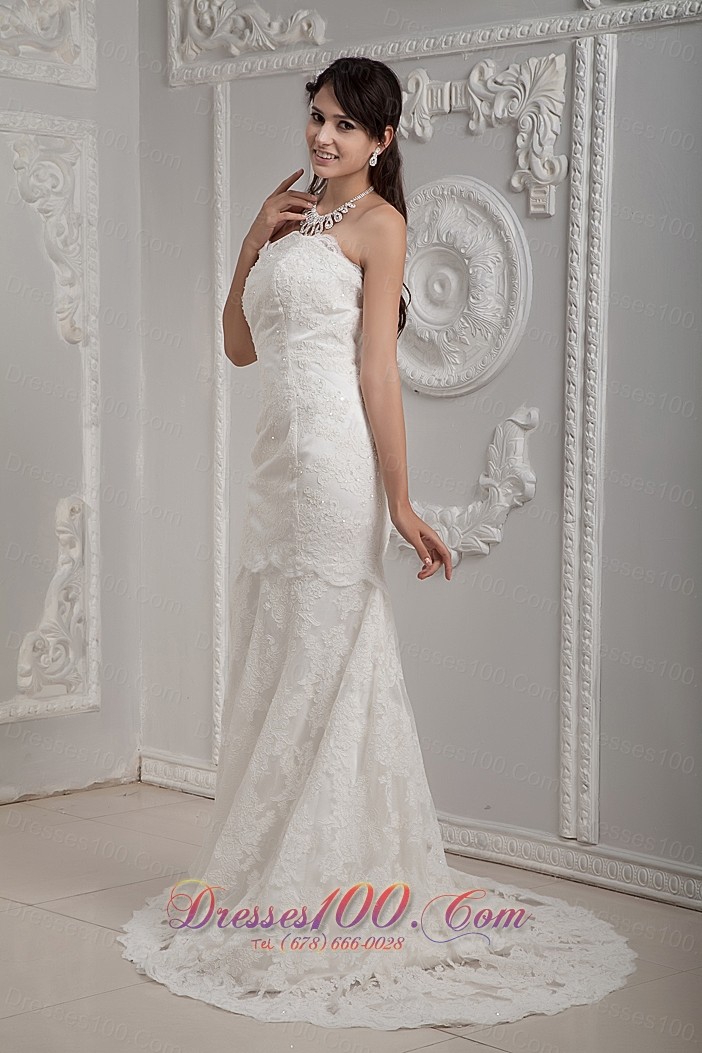 Mermaid Lace Sweetheart Brush Wedding Dress