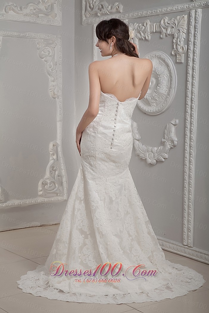 Mermaid Lace Sweetheart Brush Wedding Dress