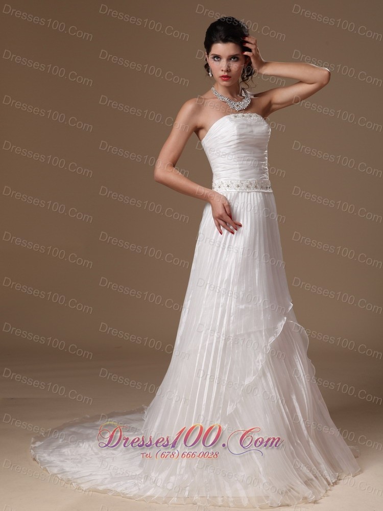 Organza Beaded Court Train Bridal Wedding Dress
