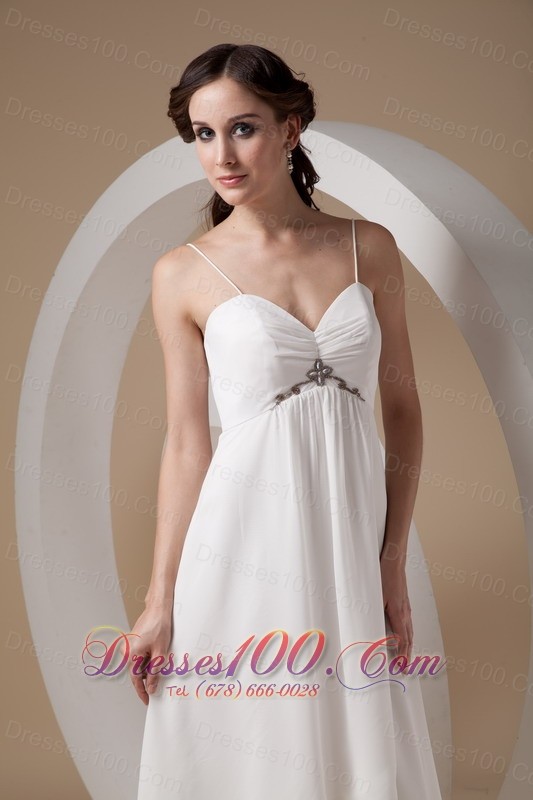 Spaghetti Straps High Low Ruched Bridal Dress Chiffon