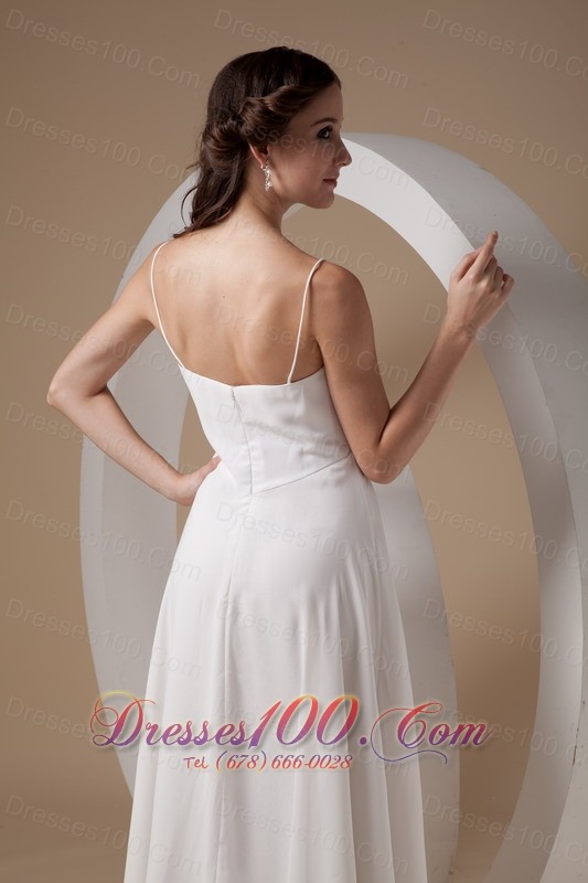 Spaghetti Straps High Low Ruched Bridal Dress Chiffon
