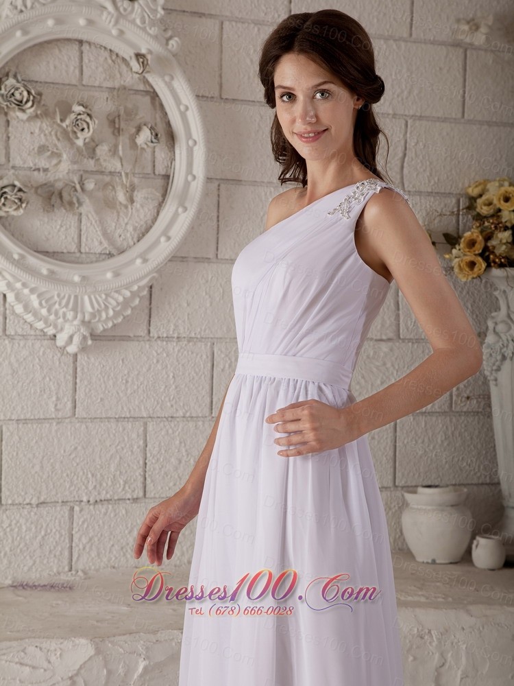 Appliques One Shoulder Chiffon Beach Wedding Dress