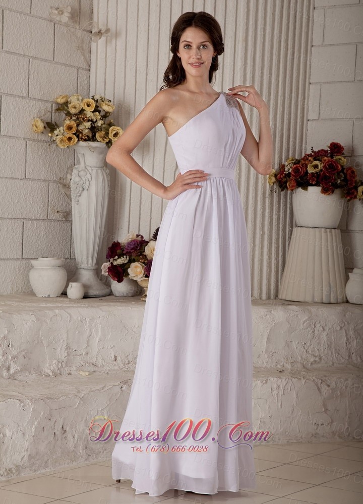 Appliques One Shoulder Chiffon Beach Wedding Dress