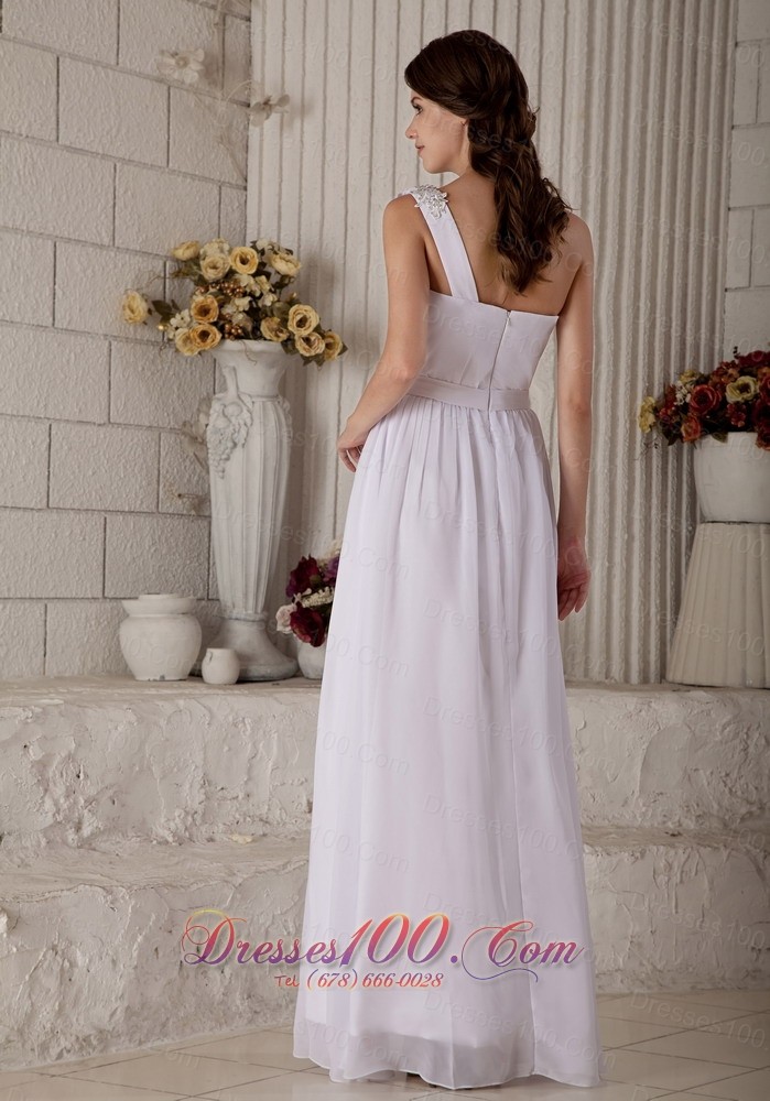 Appliques One Shoulder Chiffon Beach Wedding Dress