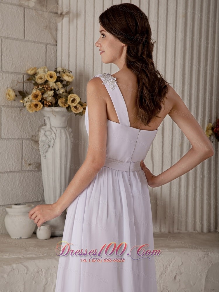 Appliques One Shoulder Chiffon Beach Wedding Dress