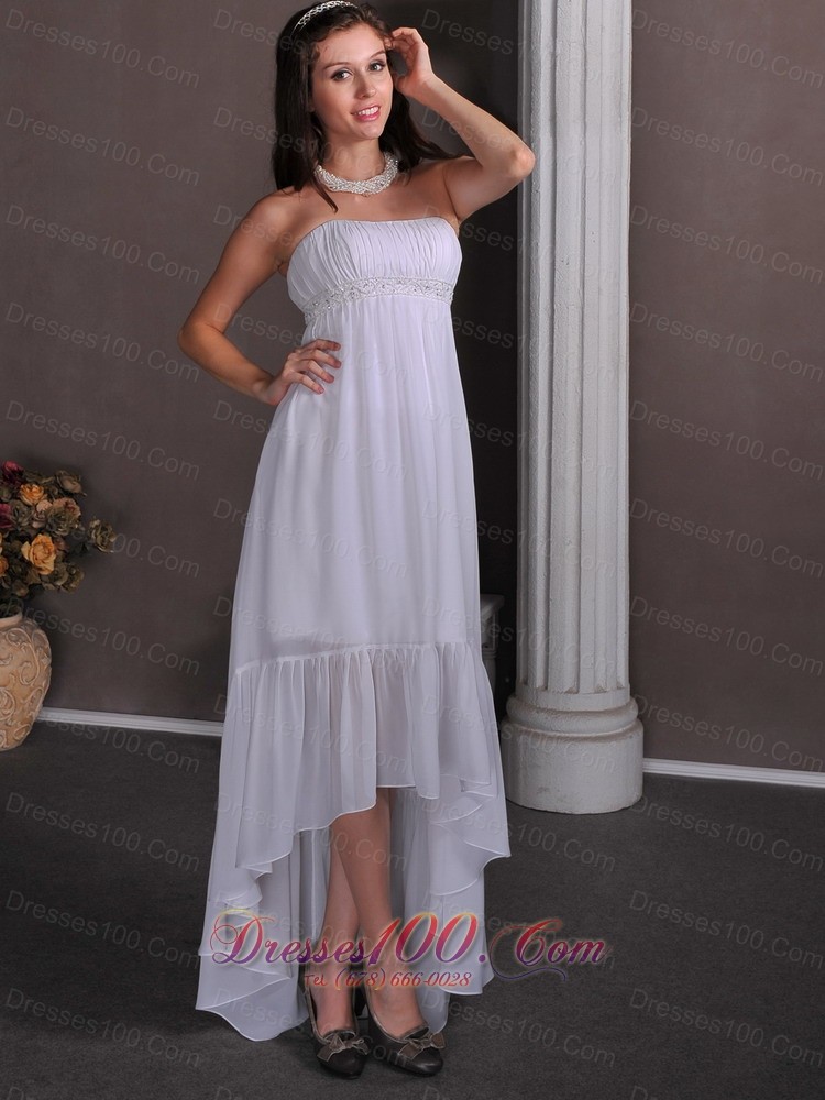 High Low Chiffon Appliques Wedding Dress Bridal