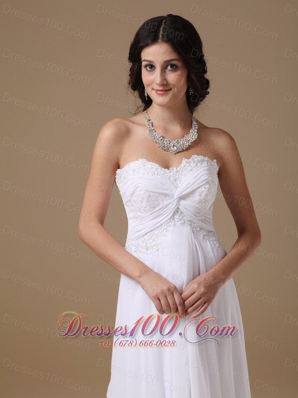 Ruched Sweetheart Chiffon Lace Wedding Dresses