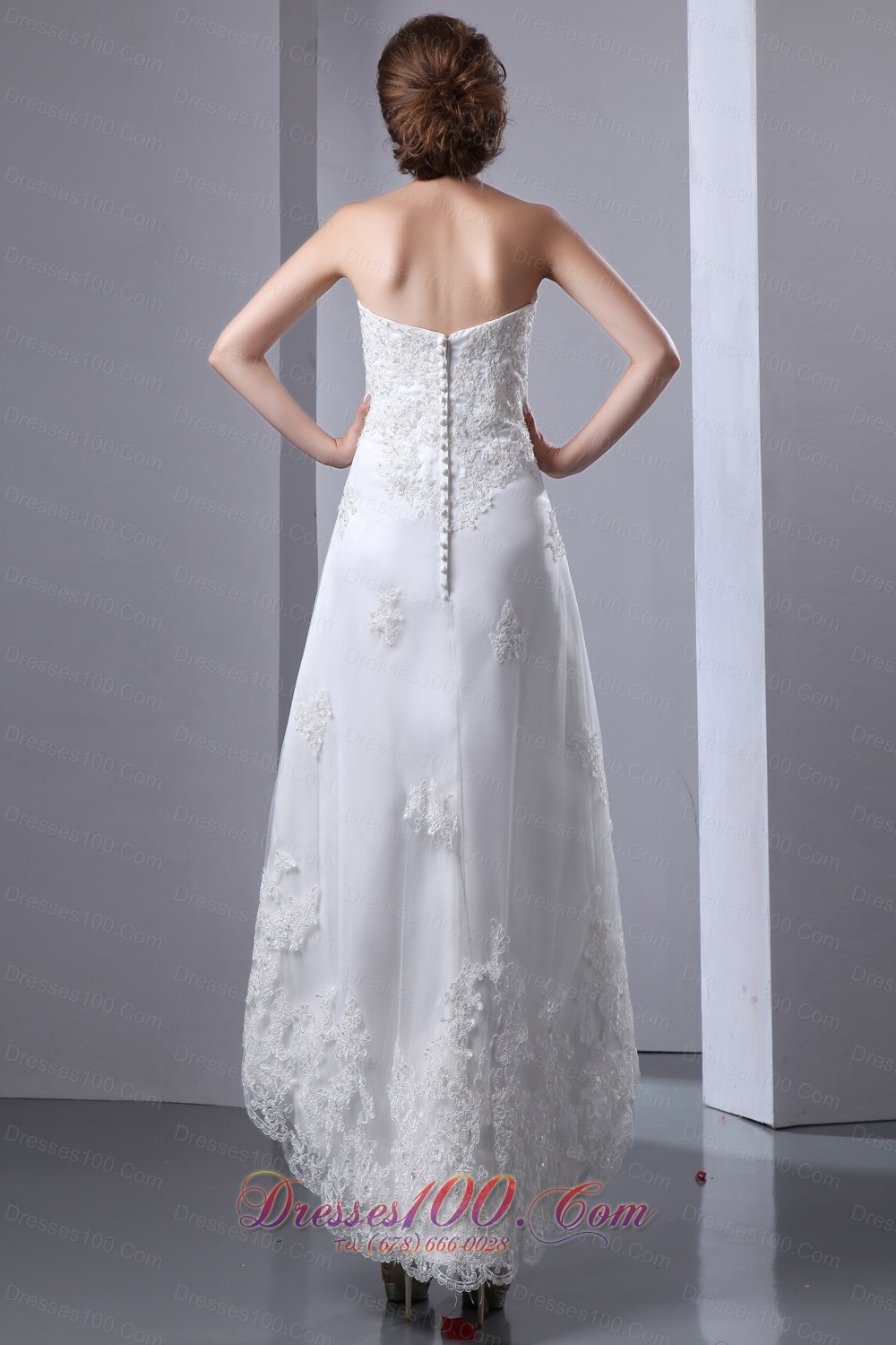 Lace High Low Wedding Dresses For Brides Strapless