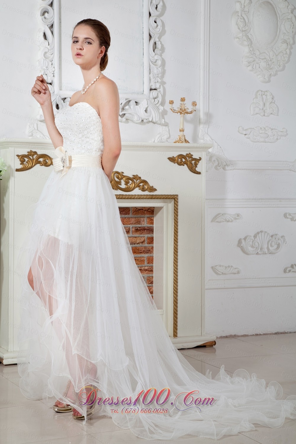 Organza Sweetheart Beaded Wedding Dress Court Train