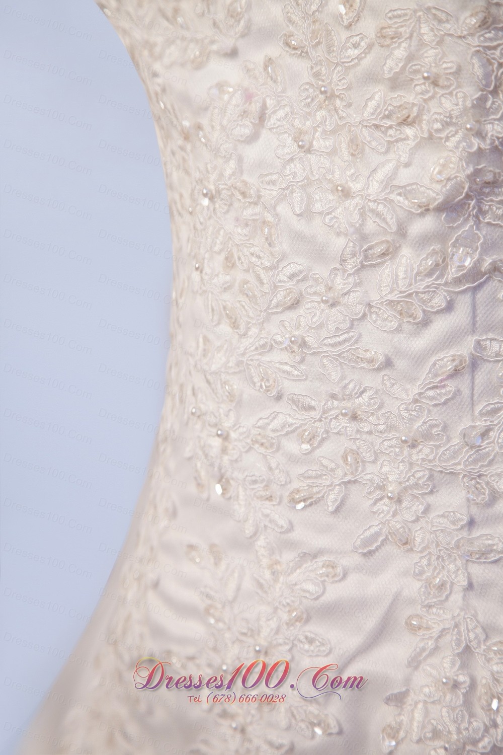 Strapless Dapper High-low Beaded Lace Wedding Dress