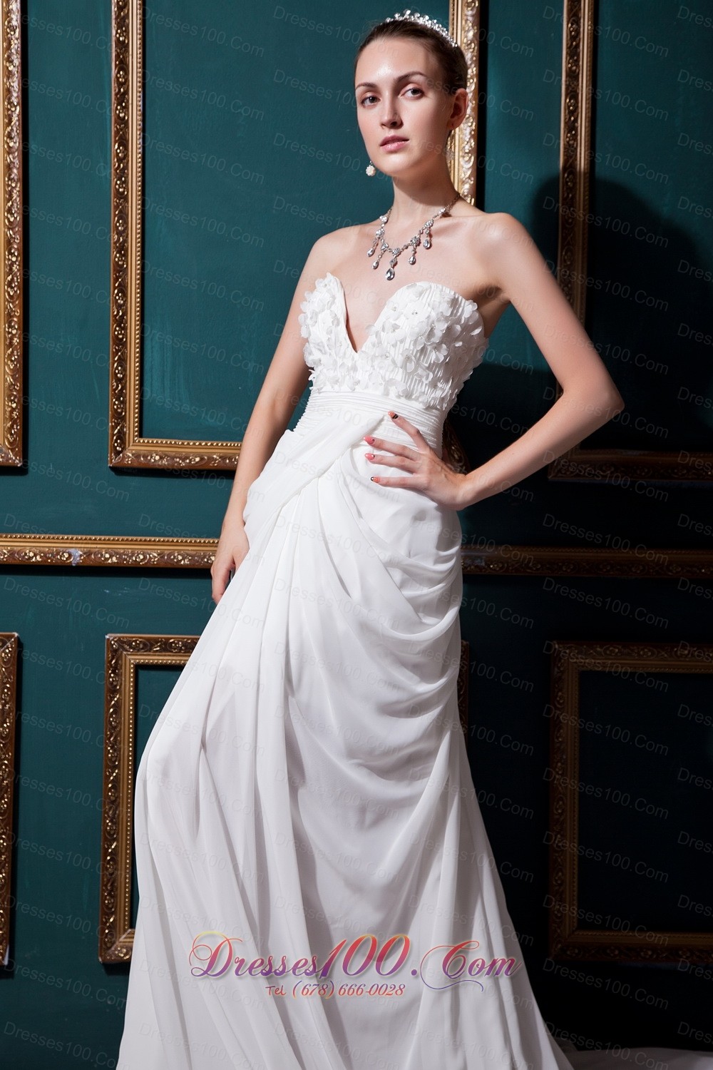 Column High-class Sweetheart Chiffon Wedding Dress