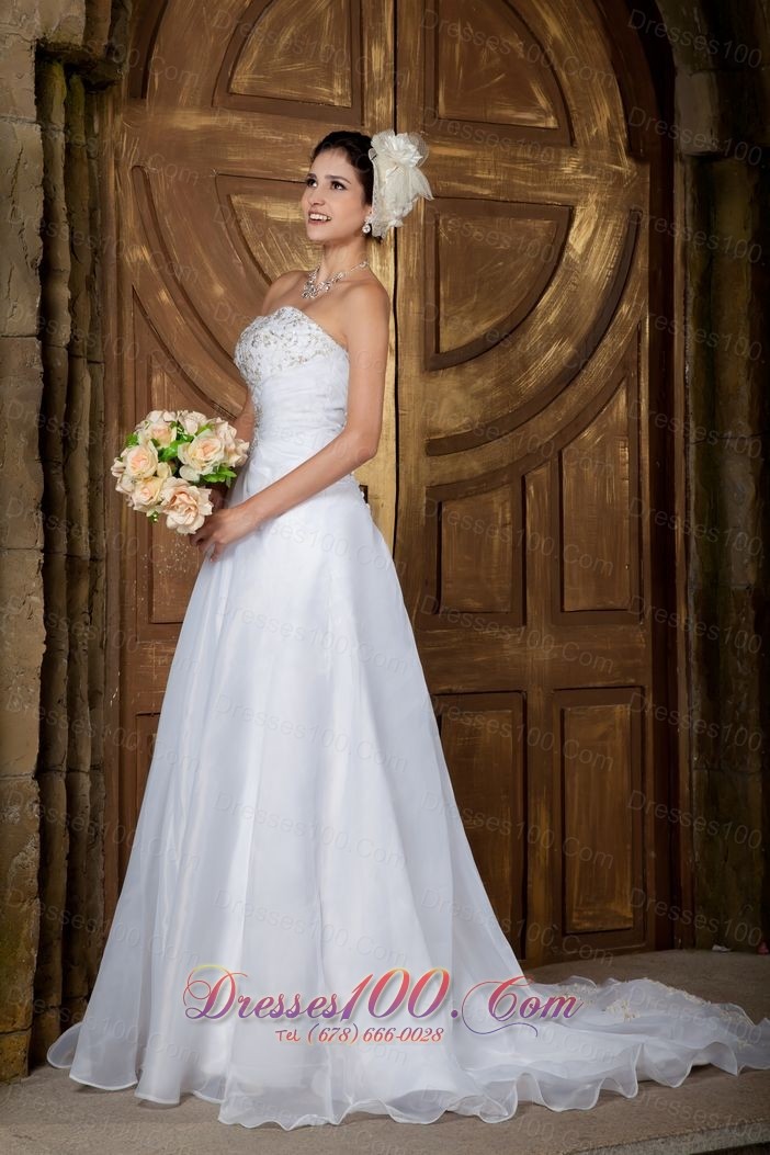 Clearance Strapless Wedding Dress Short Organza