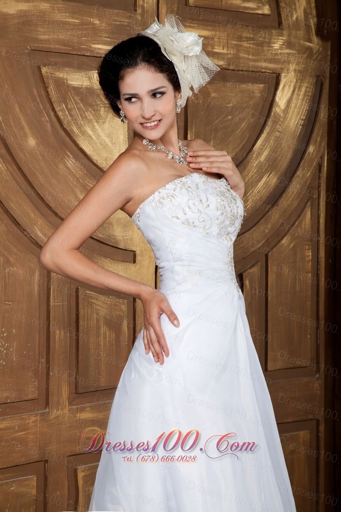 Clearance Strapless Wedding Dress Short Organza