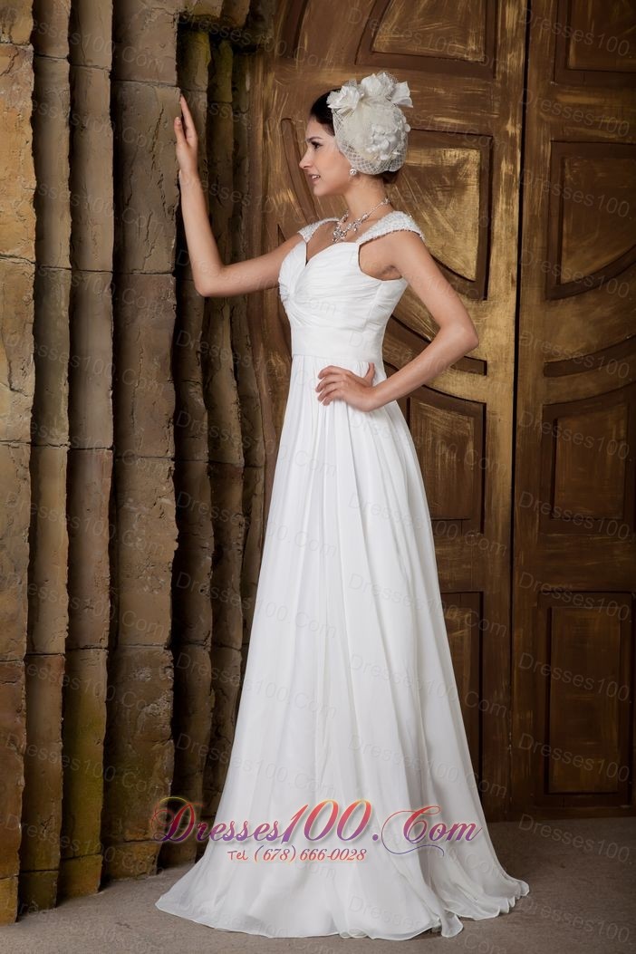 Sweetheart Train Chiffon Beading Wedding Gowns