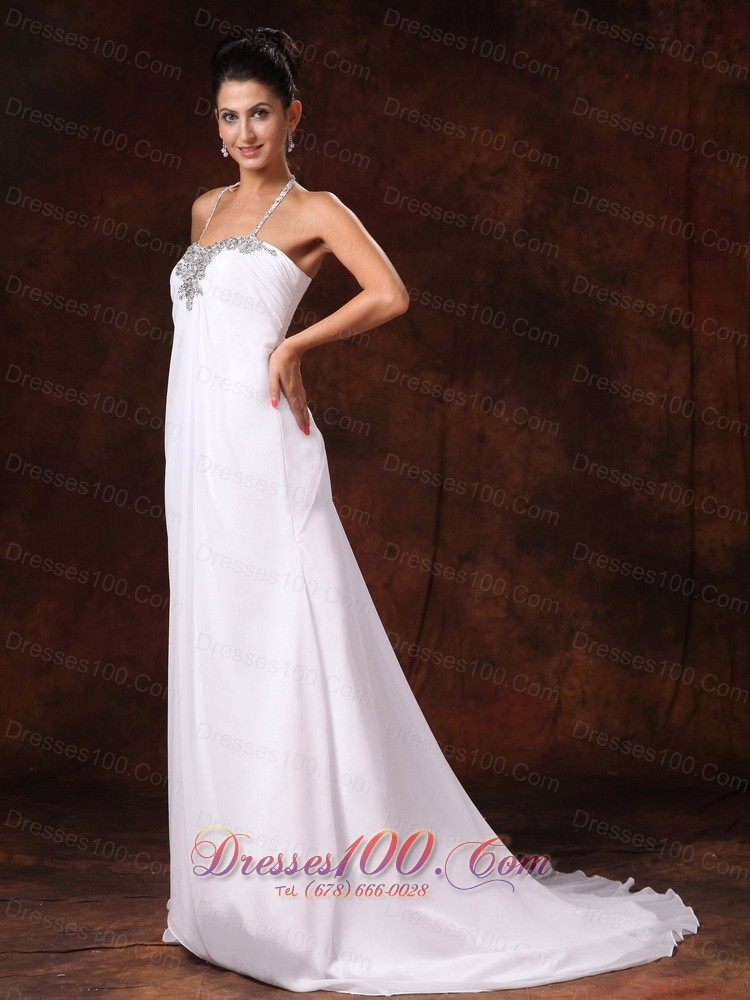 Custom Court Train Empire Wedding Dress Appliques