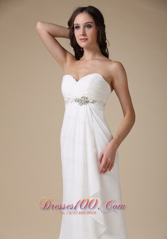 Sweetheart Brush Train Chiffon Beading Bridal Dress