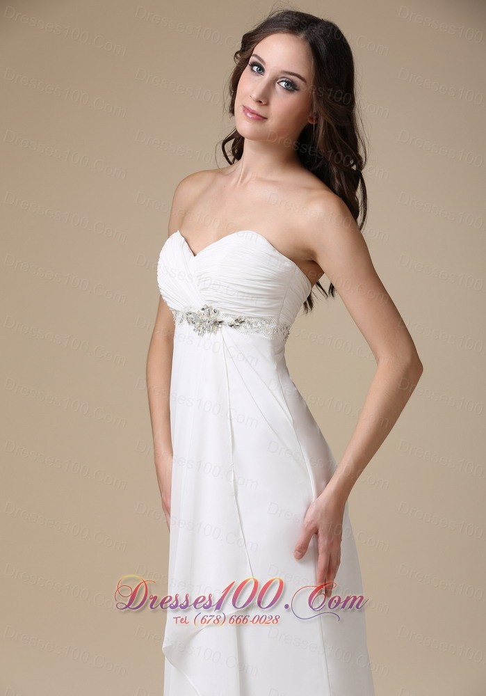 Sweetheart Brush Train Chiffon Beading Bridal Dress