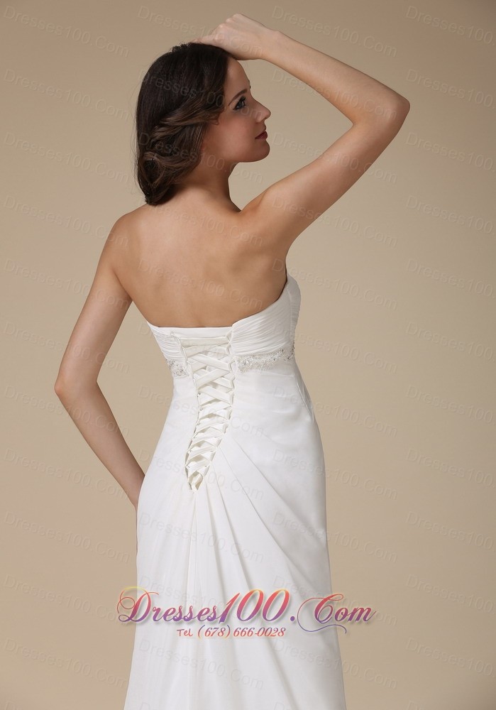 Sweetheart Brush Train Chiffon Beading Bridal Dress
