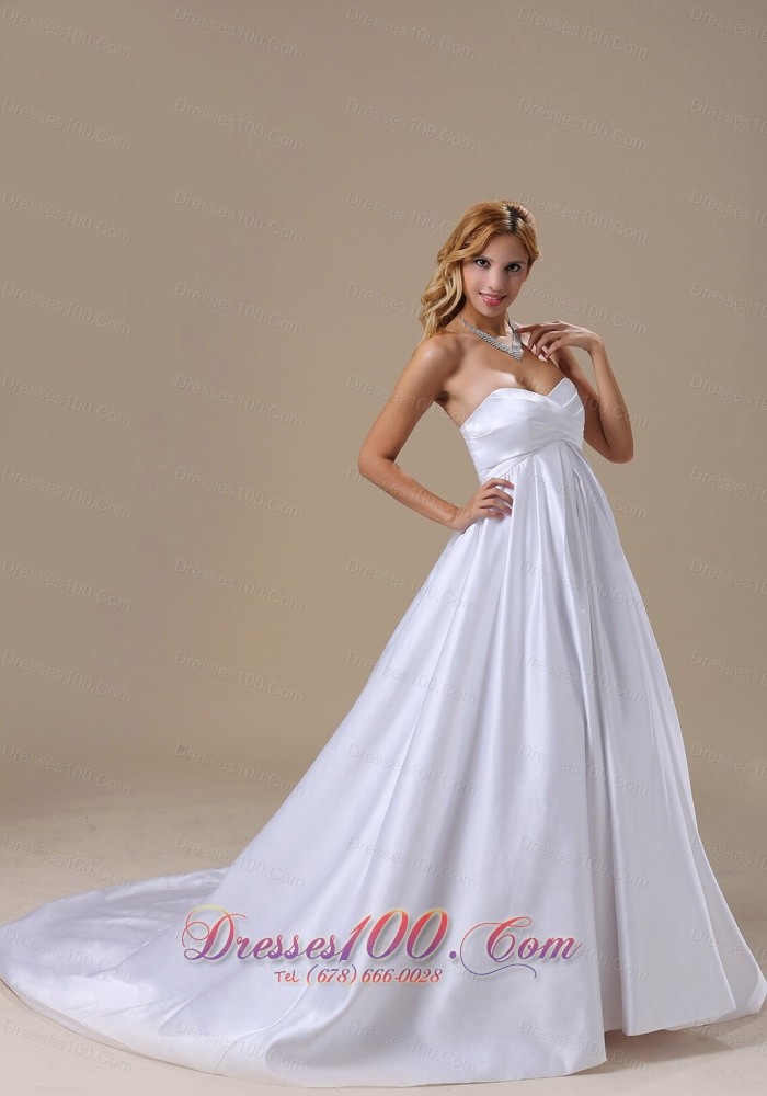 Watermelon Sweetheart Wedding Dresses with Brush Train