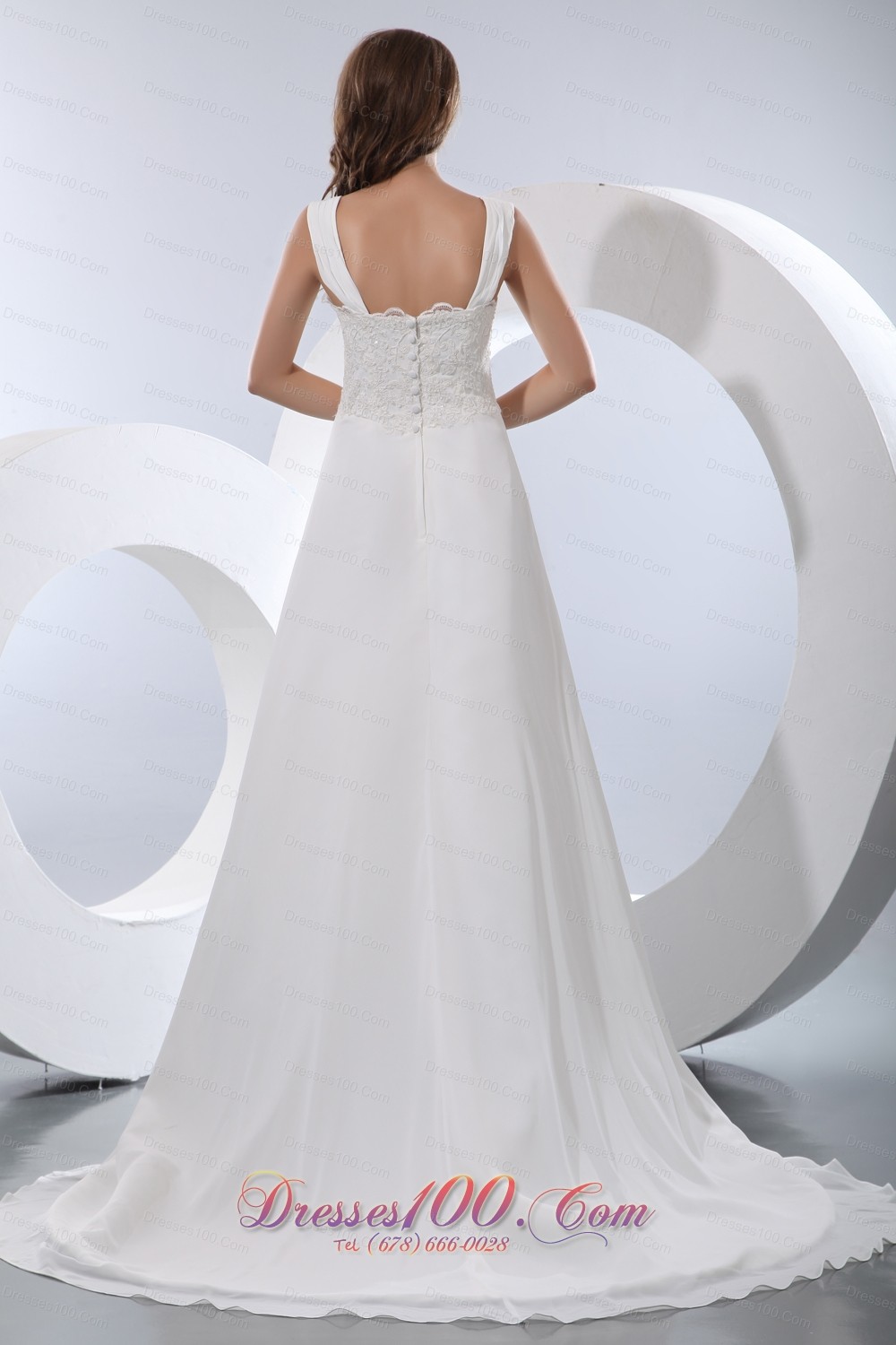 Elegant A-line Straps Wedding Gowns Chiffon Appliques