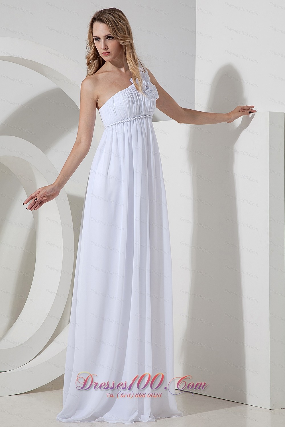 Elegant Empire Floral Floor-length Chiffon Bridal Gowns
