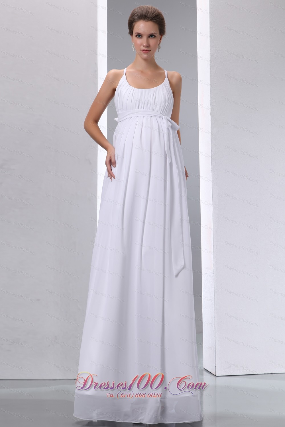Elegant Classy Scoop Wedding Dress Chiffon Ruches