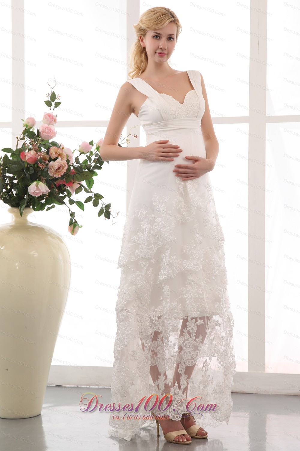 Vintage Modest Column Straps Wedding Dress Chiffon