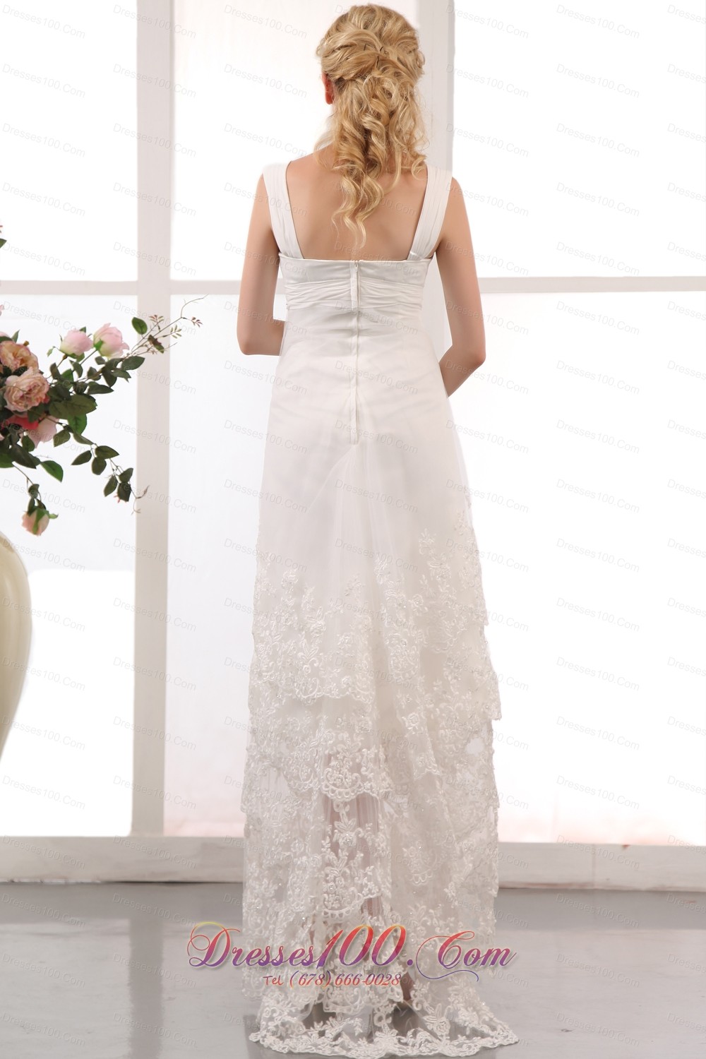 Vintage Modest Column Straps Wedding Dress Chiffon