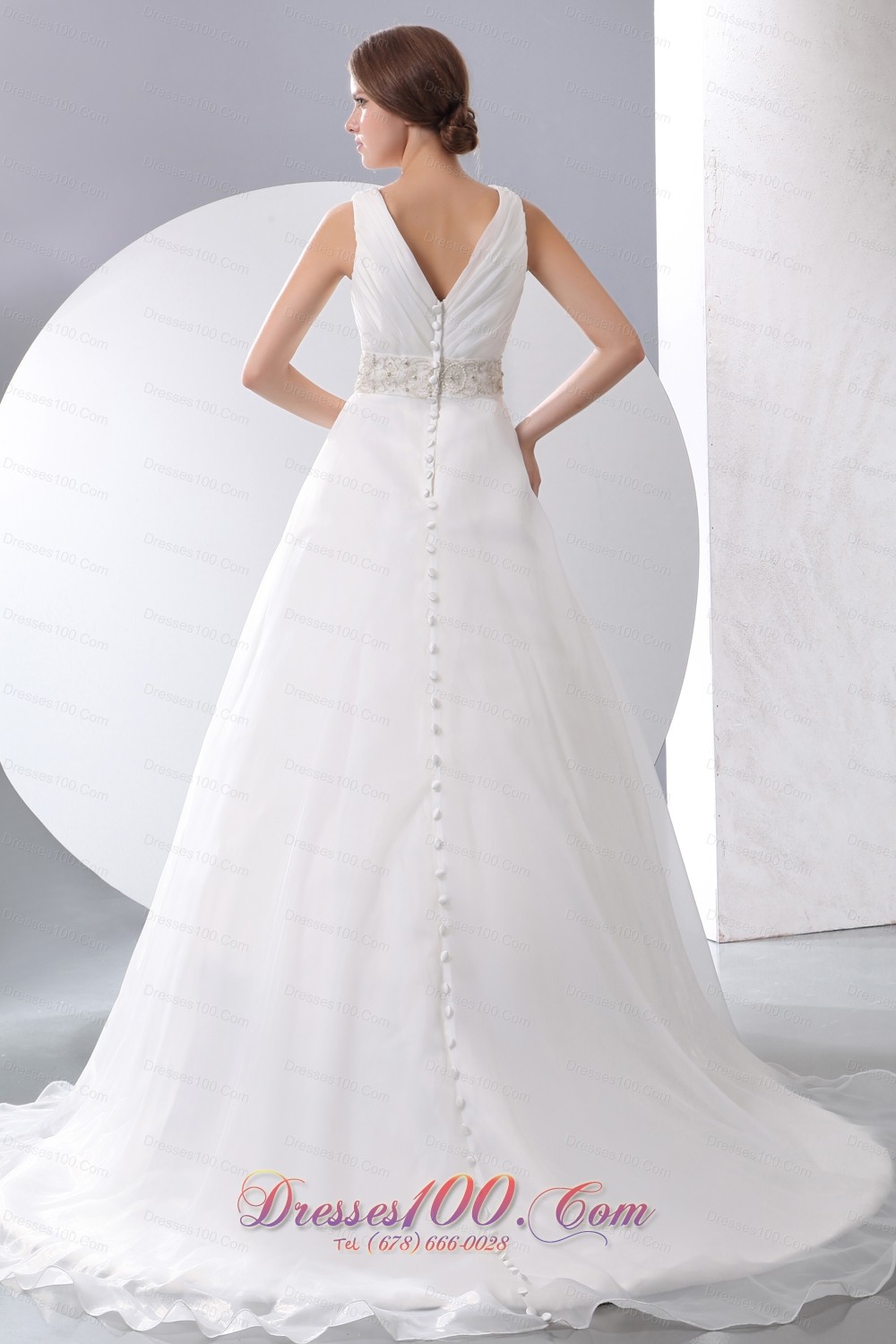 Gergeous A-line V-neck Wedding Dress Taffeta Organza Ruch