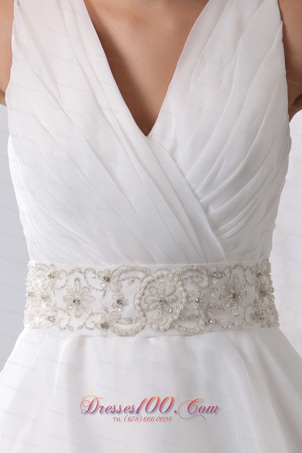 Gergeous A-line V-neck Wedding Dress Taffeta Organza Ruch